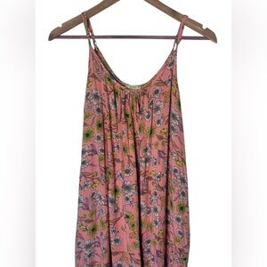 KORI America Boho Floral Maxi Dress Pink Flowy Sundress M/L
